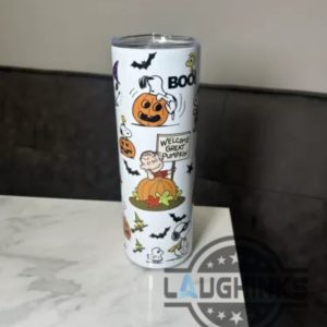 snoopy halloween skinny tumbler spooky fall peanuts snoopy charlie brown the great pumpkin 20oz 30oz stainless steel tumbler laughinks 4