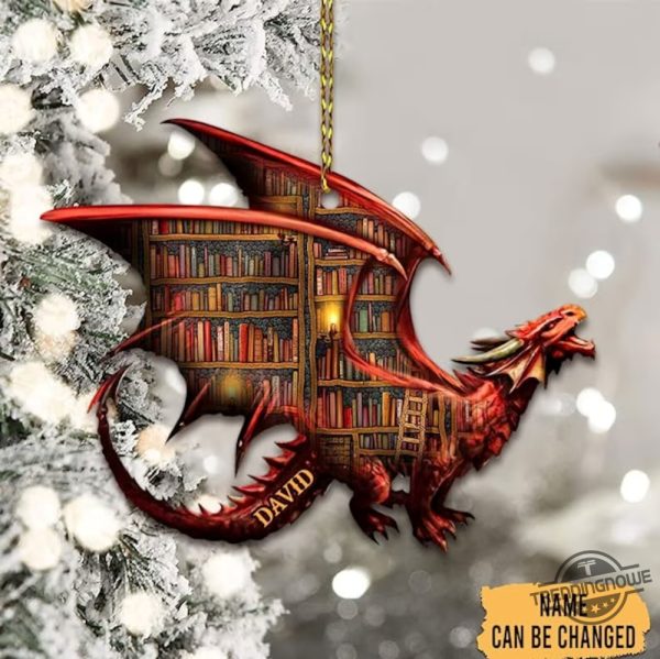 Personalized Dragon Book Wooden Ornament trendingnowe 1