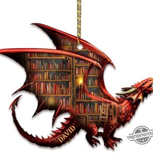 Personalized Dragon Book Wooden Ornament trendingnowe 2