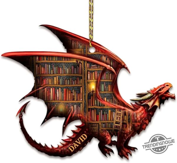 Personalized Dragon Book Wooden Ornament trendingnowe 2