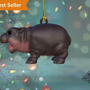 Cute Baby Hippo Moo Deng Wooden Ornament trendingnowe 2