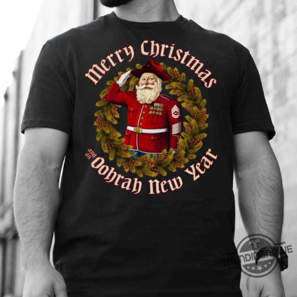 Usmc Merry Christmas And An Oohrah New Year Shirt trendingnowe 1