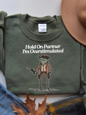 Hold On Im Overstimulated Shirt Western Frog Shirt Cute Animal Shirt Funny Frog Shirt Hoodie Sweatshirt revetee 5