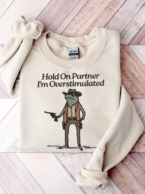 Hold On Im Overstimulated Shirt Western Frog Shirt Cute Animal Shirt Funny Frog Shirt Hoodie Sweatshirt revetee 9