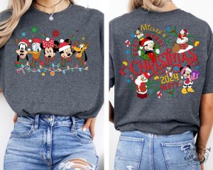 Mickeys Very Merry Christmas Party 2024 Shirt Disney Santa Mickey And Friends Group Christmas Lights Sweatshirt Disneyland Xmas Tee giftyzy 3