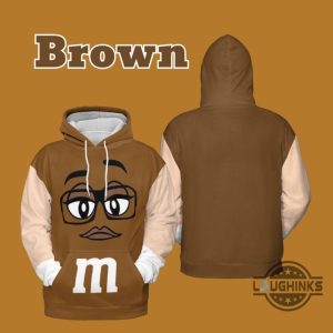 m and m chocolate candy costume hoodie t shirt sweatshirt funny family halloween cosplay yellow brown blue red orange laughinks 1