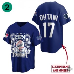 los angeles dodgers shohei ohtani baseball jersey custom 2024 national league champions shirt laughinks 2