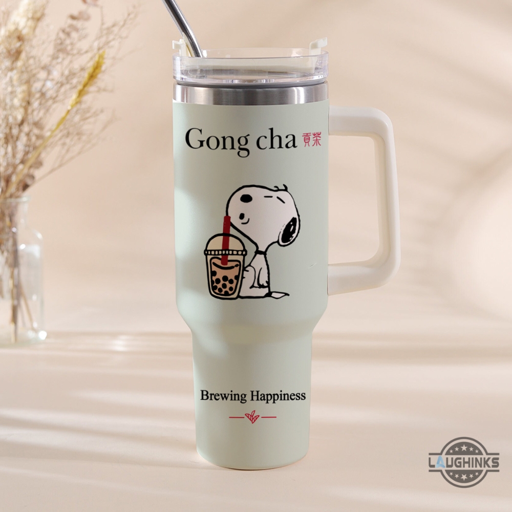 Gong Cha Snoopy Tumbler Replica Snoopy Drinking Milk Tea Tumblers The Peanut Stanley Cup Dupe