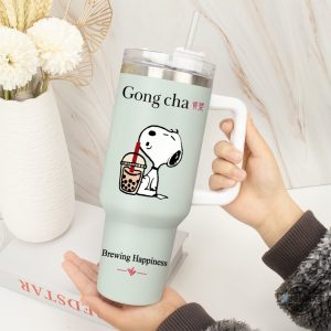 gong cha snoopy tumbler replica snoopy drinking milk tea tumblers the peanut stanley cup dupe laughinks 5