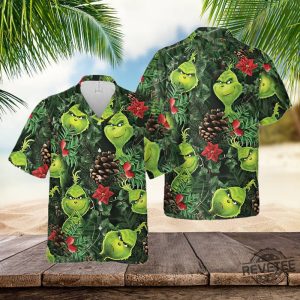 Grinch Hawaiian Shirt The Grinch Jersey Grinch Face Christmas Sweatshirt Grinch Stole Xmas Outfit Christmas Gift revetee 2