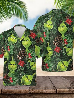 Grinch Hawaiian Shirt The Grinch Jersey Grinch Face Christmas Sweatshirt Grinch Stole Xmas Outfit Christmas Gift revetee 2