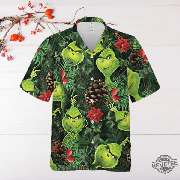 Grinch Hawaiian Shirt The Grinch Jersey Grinch Face Christmas Sweatshirt Grinch Stole Xmas Outfit Christmas Gift revetee 4