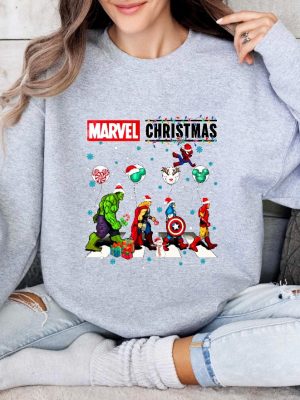 Marvel Christmas Shirt Superhero Christmas Tee Avengers Team Sweatshirt Avengers Fan Balloon Shirt Marvel Avengers Characters Tee Superhero Shirt revetee 2