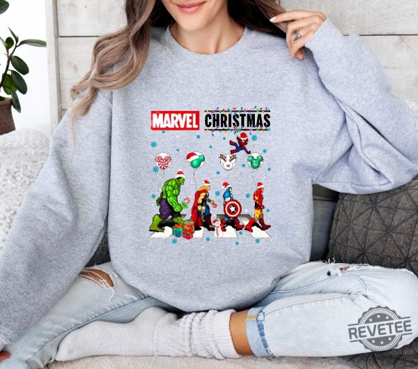 Marvel Christmas Shirt Superhero Christmas Tee Avengers Team Sweatshirt Avengers Fan Balloon Shirt Marvel Avengers Characters Tee Superhero Shirt revetee 2