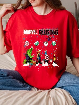 Marvel Christmas Shirt Superhero Christmas Tee Avengers Team Sweatshirt Avengers Fan Balloon Shirt Marvel Avengers Characters Tee Superhero Shirt revetee 5