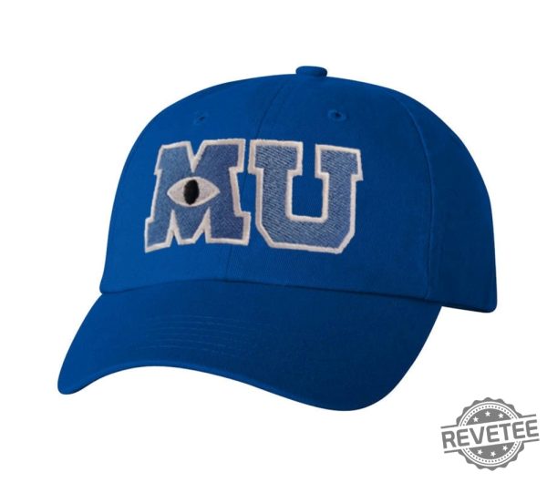 Monsters University Mu Hat Mike Halloween Costume Embroidered Logo Royal Blue Cap Monster University Hat Mike Wazowski Eye Hat revetee 1