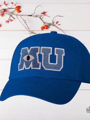 Monsters University Mu Hat Mike Halloween Costume Embroidered Logo Royal Blue Cap Monster University Hat Mike Wazowski Eye Hat revetee 2