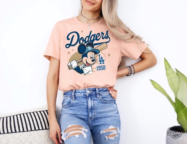 Mickey Mouse Dodgers 1958 Baseball Shirts Mickey Baseball Shirt Disney Sport Sweatshirt Dodgers Baseball Hoodie Disney Mickey Dodgers revetee 2