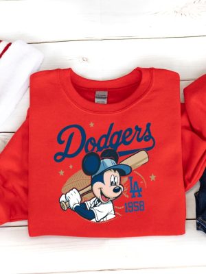 Mickey Mouse Dodgers 1958 Baseball Shirts Mickey Baseball Shirt Disney Sport Sweatshirt Dodgers Baseball Hoodie Disney Mickey Dodgers revetee 3