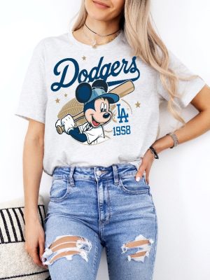 Mickey Mouse Dodgers 1958 Baseball Shirts Mickey Baseball Shirt Disney Sport Sweatshirt Dodgers Baseball Hoodie Disney Mickey Dodgers revetee 4