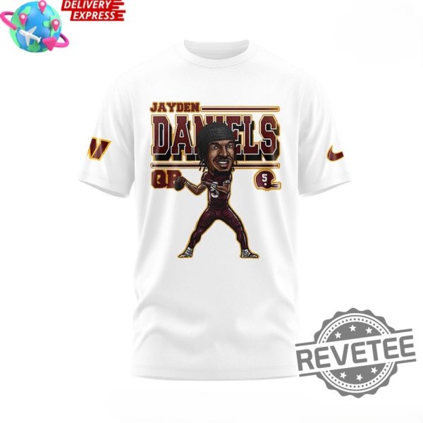 Washington Commanders Jayden Daniels 2024 White T Shirt Jayden Daniels Shirt Hoodie Sweatshirt revetee 3