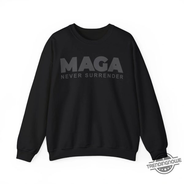 Dark Maga Never Surrender Shirt Bold Political Apparel For Maga Supporters trendingnowe 2