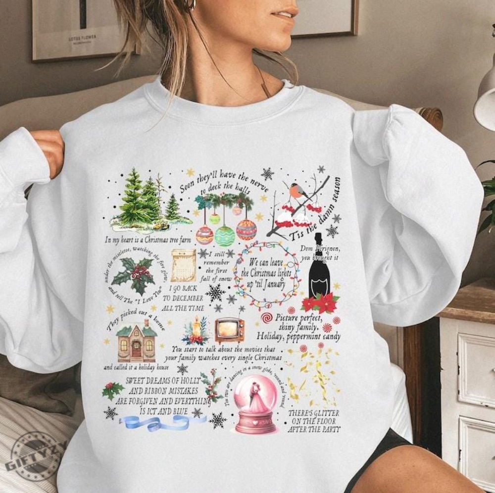 Christmas Song Collection Shirt Swift Lyrics Crewneck Sweatshirt Cozy Swiftie Winter Tshirt Swift Inspired Hoodie Christmas Holiday Shirt giftyzy 1