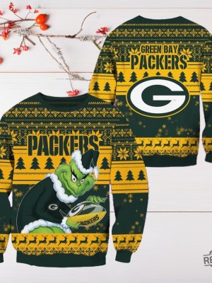 Nfl Green Bay Packers Football Grinch Christmas Ugly Sweater Grinch Green Bay Packers Nfl Ugly Sweatshirt Unique revetee 2