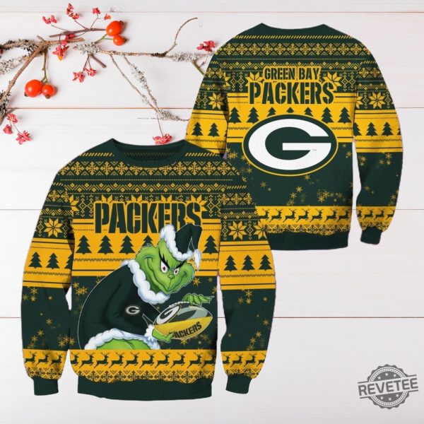 Nfl Green Bay Packers Football Grinch Christmas Ugly Sweater Grinch Green Bay Packers Nfl Ugly Sweatshirt Unique revetee 2