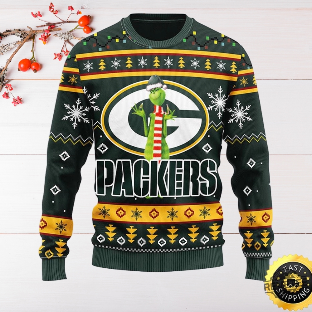 Grinch Green Bay Packers Ugly Sweatshirt Nfl Green Bay Packers Ugly Sweater Funny Grinch Ugly Christmas Sweater