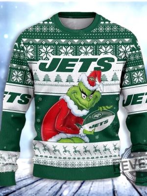 Grinch York Jets Ugly Christmas Sweater Ugly Sweatshirt revetee 2