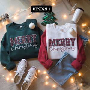 merry christmas sweatshirt t shirt hoodie merry and bright buffalo plaid sweater xmas jumper gift laughinks 1