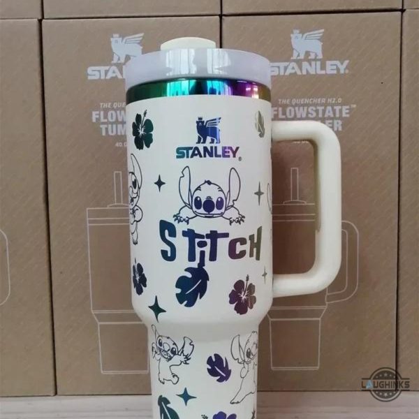 stitch 40oz tumbler cup with handle and straw disney quencher laser engraved blue lilo and stitch chroma stanley tumbler dupe laughinks 2