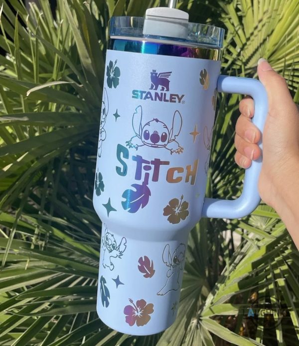 stitch 40oz tumbler cup with handle and straw disney quencher laser engraved blue lilo and stitch chroma stanley tumbler dupe laughinks 3