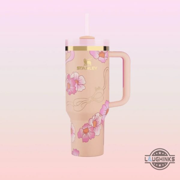 stanley barbie pink tumbler cup 40oz valentines day gift peaches cream gold or silver stanley dupe 40 oz laughinks 1