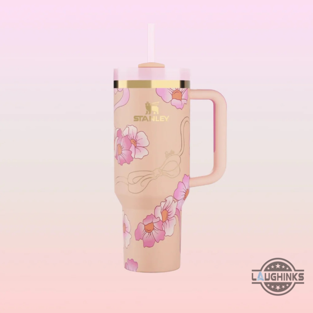 Stanley Barbie Pink Tumbler Cup 40Oz Valentines Day Gift Peaches Cream Gold Or Silver Stanley Dupe 40 Oz