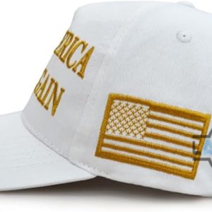 make america great again hat by nick bosa while photobooming national television review gold donald trump maga embroidered baseball cap laughinks 4