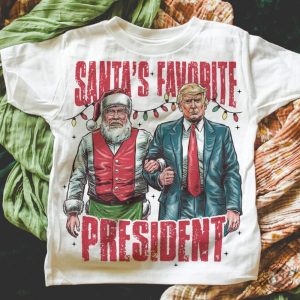 Santas Favorite President Shirt Humorous Trump Christmas Tshirt giftyzy 2