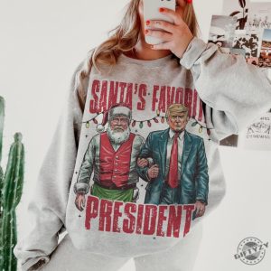 Santas Favorite President Shirt Humorous Trump Christmas Tshirt giftyzy 3