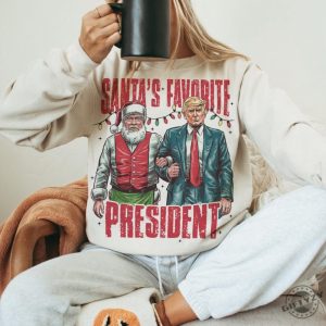 Santas Favorite President Shirt Humorous Trump Christmas Tshirt giftyzy 4