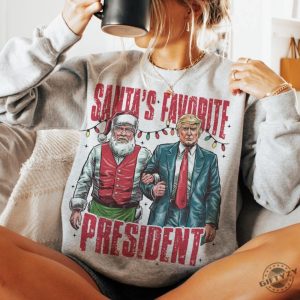 Santas Favorite President Shirt Humorous Trump Christmas Tshirt giftyzy 5