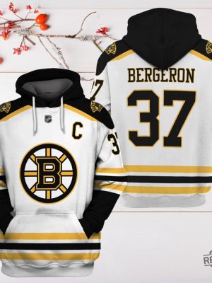 Nhl Boston Bruins Patrice Bergeron 37 White For Fans 3D All Over Print Zip Up Hoodie Option Shirt Sweatshirt revetee 2