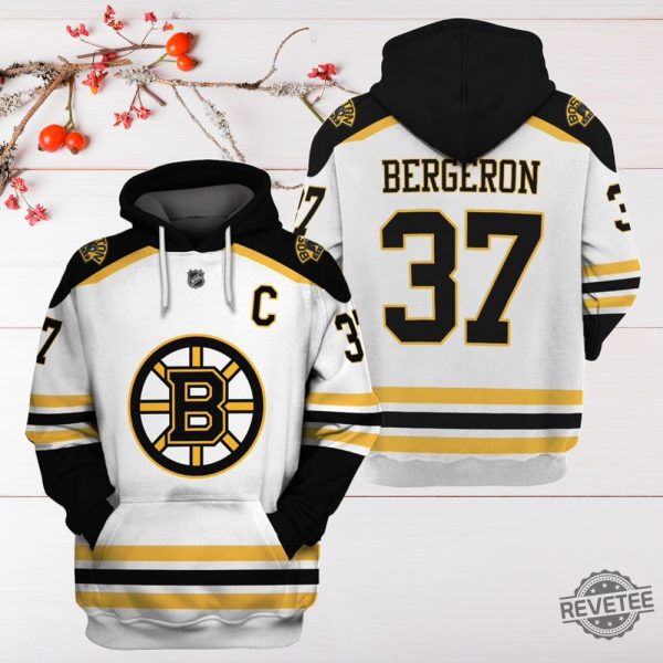 Nhl Boston Bruins Patrice Bergeron 37 White For Fans 3D All Over Print Zip Up Hoodie Option Shirt Sweatshirt revetee 2