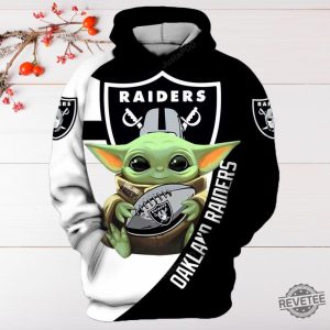 Oakland Raiders Nfl Yoda Baby Yoda Star Wars 3D Hoodie Zip Hoodie Shirt Sweatshirt revetee 2