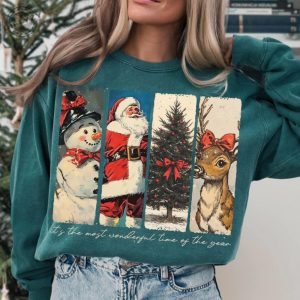 Its The Most Wonderful Time Of The Year Shirt Santa Claus Tshirt Vintage Christmas Hoodie Christmas Coquette Bow Sweatshirt Reindeer Snowman Shirt giftyzy 2