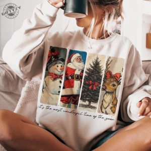 Its The Most Wonderful Time Of The Year Shirt Santa Claus Tshirt Vintage Christmas Hoodie Christmas Coquette Bow Sweatshirt Reindeer Snowman Shirt giftyzy 6