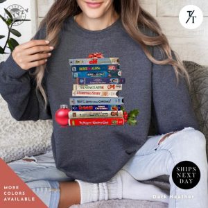 Vintage Christmas Vhs Shirt Christmas Holiday Hoodie Vhs Movies Sweater Gift For Her Retro Xmas Video Cassette Tapes Tee giftyzy 3