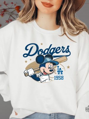 Mickey Mouse Dodgers 1958 Baseball Shirt Mickey Baseball Shirt Disney Sport Sweatshirt Dodgers Baseball Shirt Dodgers Sweatshirt revetee 7