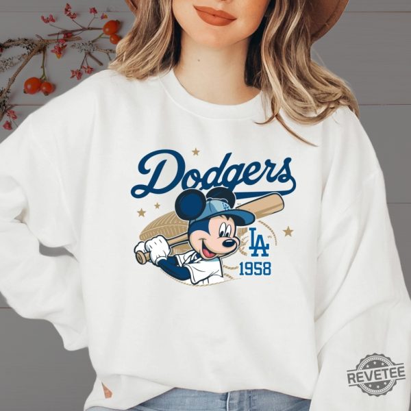 Mickey Mouse Dodgers 1958 Baseball Shirt Mickey Baseball Shirt Disney Sport Sweatshirt Dodgers Baseball Shirt Dodgers Sweatshirt revetee 7