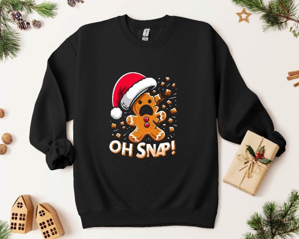 Oh Snap Christmas Sweatshirt Funny Gingerbread Shirt Holiday Sweater Cute Christmas Top Festive Sweatshirt Hoodie Shirt revetee 1